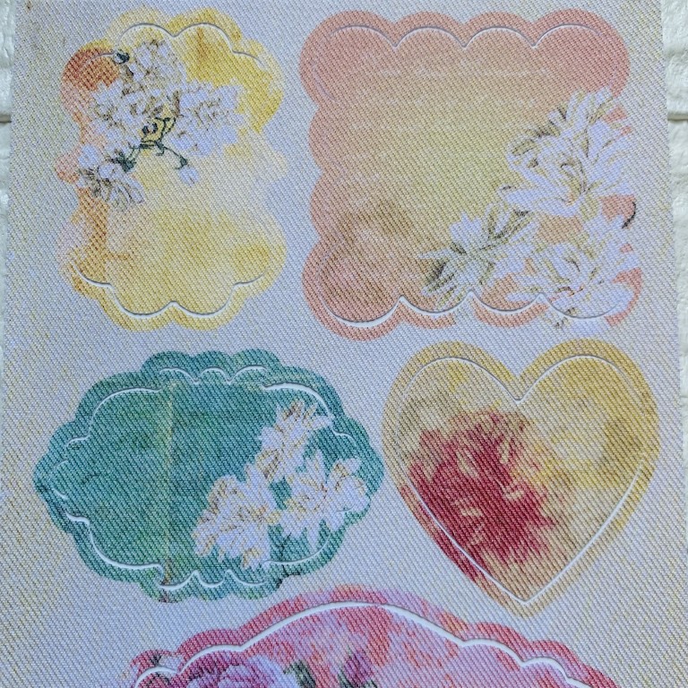 Adesivos em Tecido Canvas Flores Emolduradas Modelo 2
