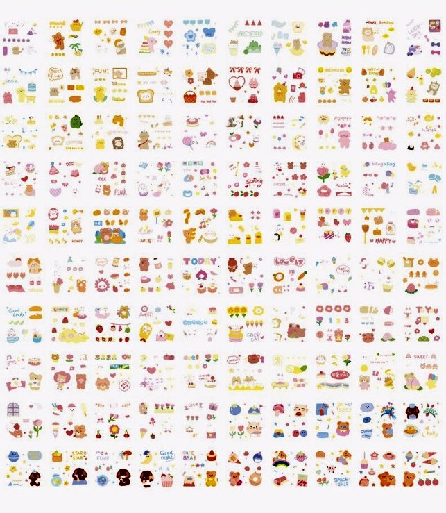 Caixinha com 100 Cartelas de Adesivos Transparentes Diary of a Cute Little Animal