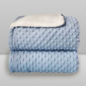 Cobertor Com Sherpa Baby 90x110cm Poá Azul Laço Bebe