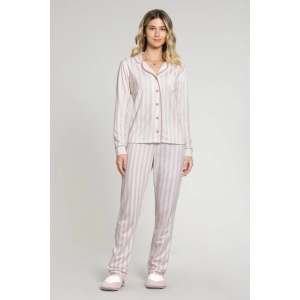 Pijama Feminino Longo Abotoado Glamour - Mensageiro Dos Sonhos
