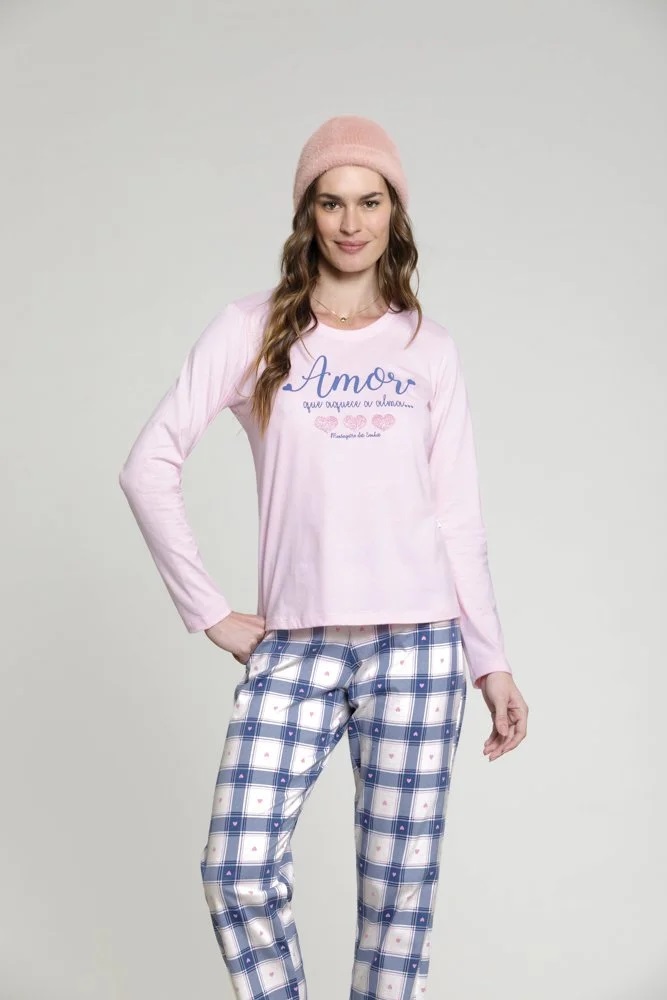Pijama Feminino Longo Família Amor - Mensageiro Dos Sonhos