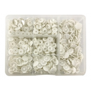 Botão Pressão Plastico Ritas N°12 200 Botões Brancos + Box Organizador
