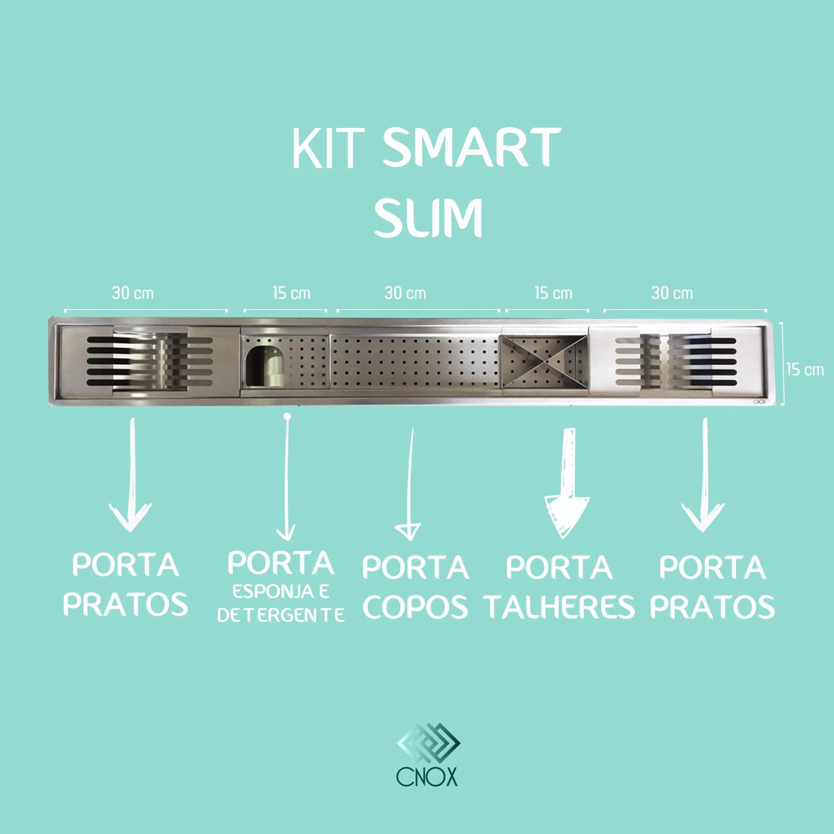 Calha Gourmet 1.20m Kit Smart Slim Cnox