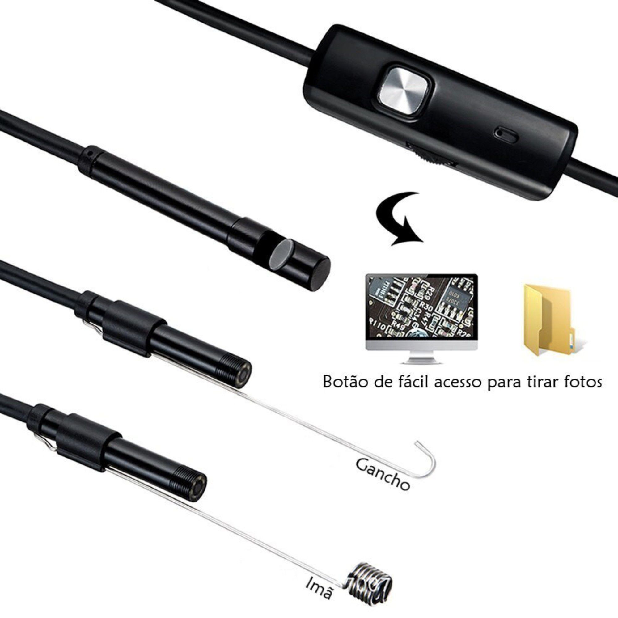 Câmera Sonda Endoscópica P/ Inspeção USB C/ 5 Metros