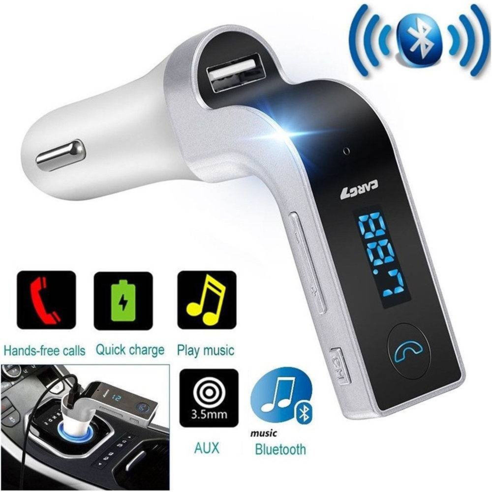 Transmissor Veicular C/ Bluetooth FM MP3 USB e Pendrive