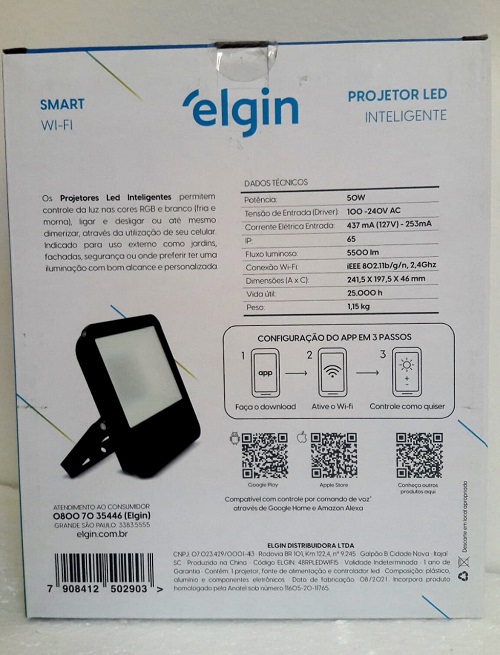 Projetor Refletor Led 50w Inteligente Smart RGB Elgin