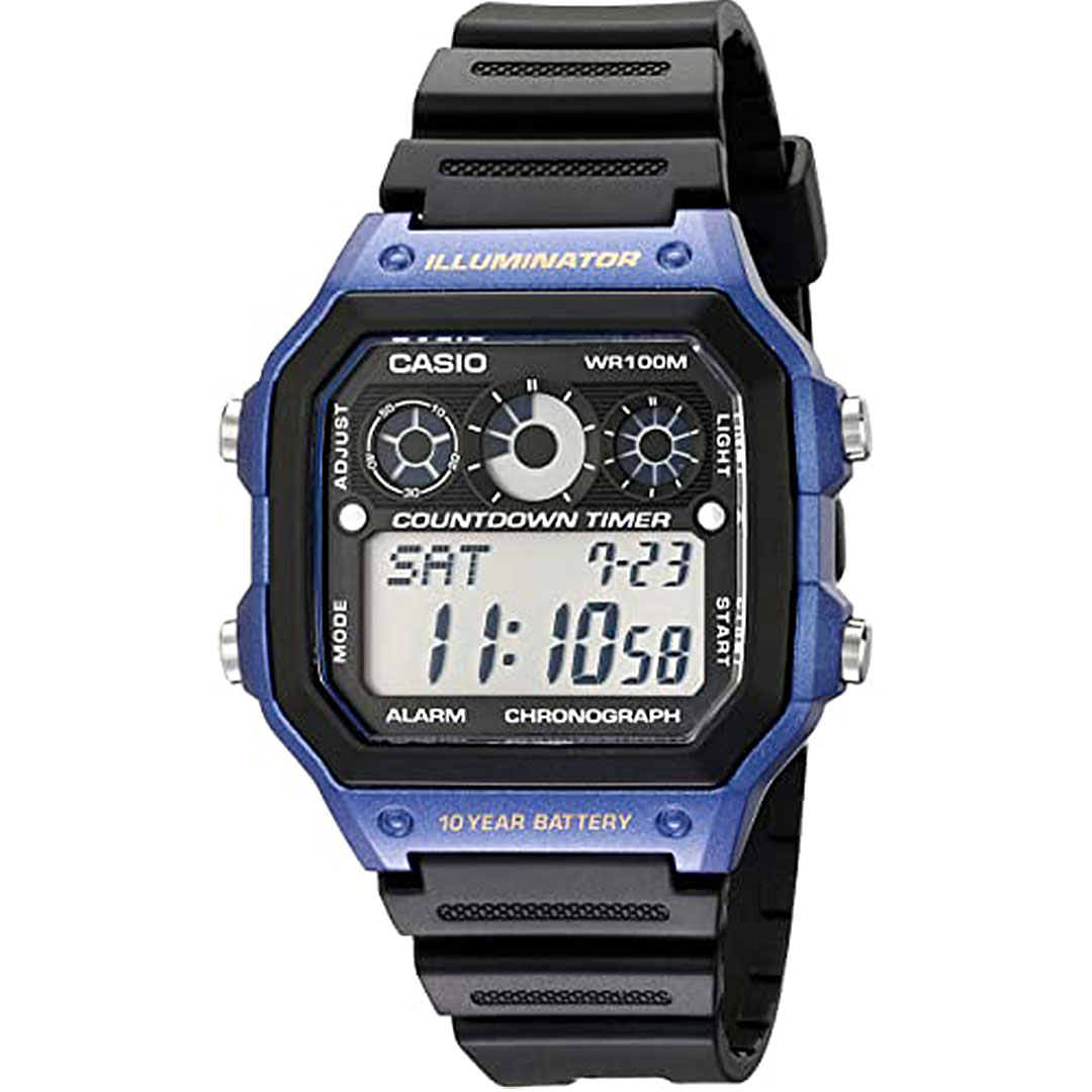 Relógio Casio Masculino Quadrado Standard Digital Azul e Preto Ae1300wh-2avdf