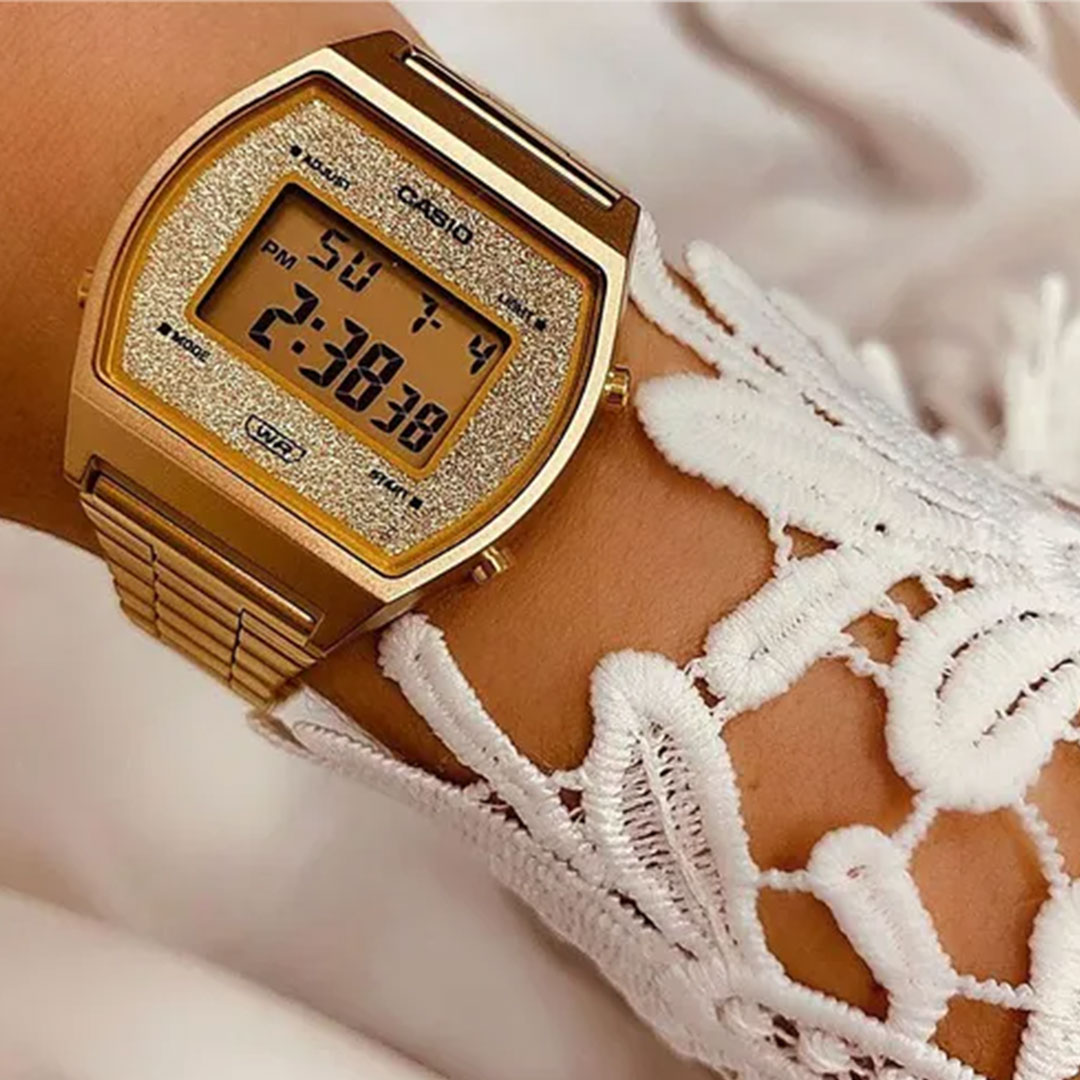 Relógio Casio Vintage Dourado Com Glitter B640wgg-9df