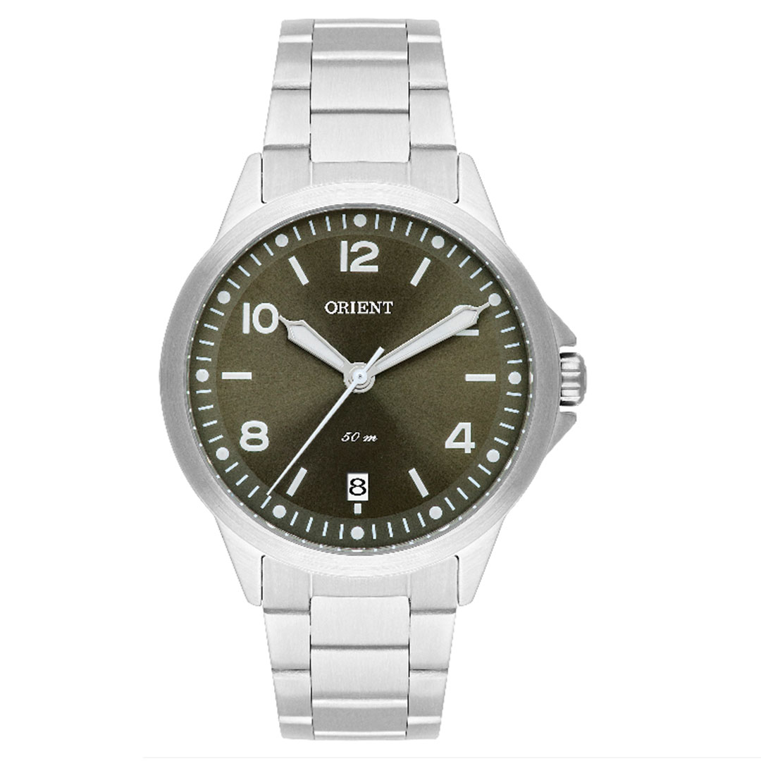 Relógio Feminino Orient Analógico Prata Fbss1159 E2sx Mostrador Verde
