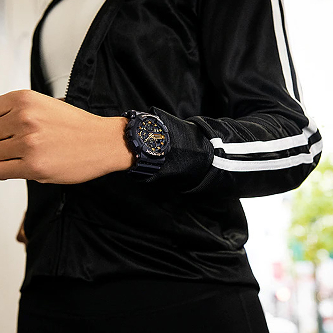 Relógio Masculino G-Shock Esportivo Analógico e Digital GMA-S140M-1ADR Preto com Detalhes Dourados