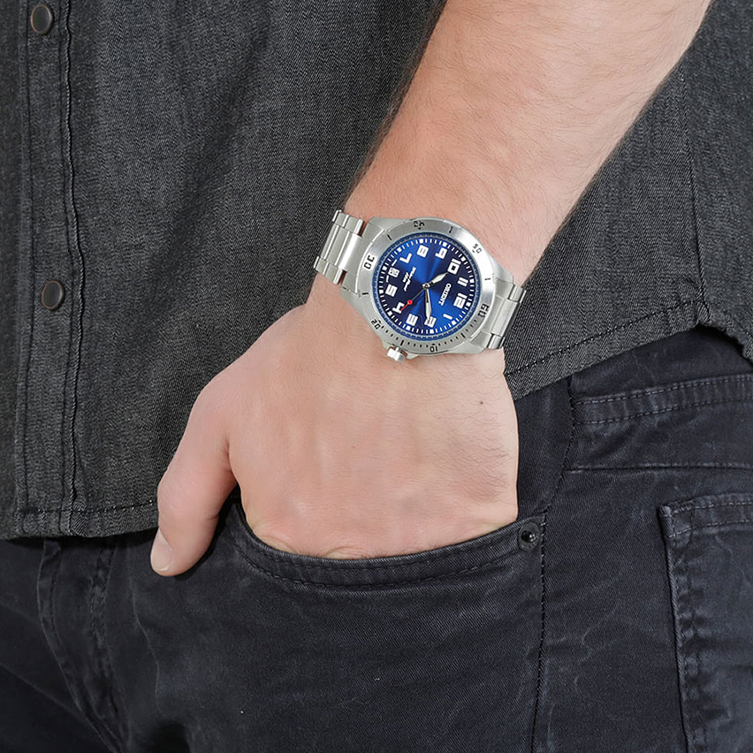 Relógio Masculino Orient Mbss1155a D2sx Mostrador Azul Bisel Numérico Com Calendário
