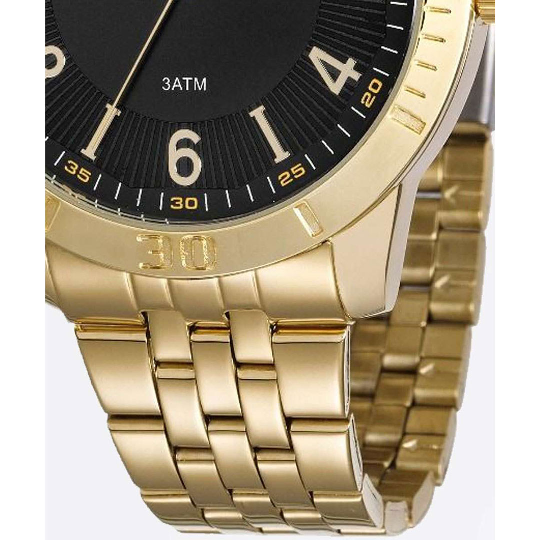 Relógio Mondaine Masculino Dourado Mostrador Preto 99147gpmvde2 Analógico