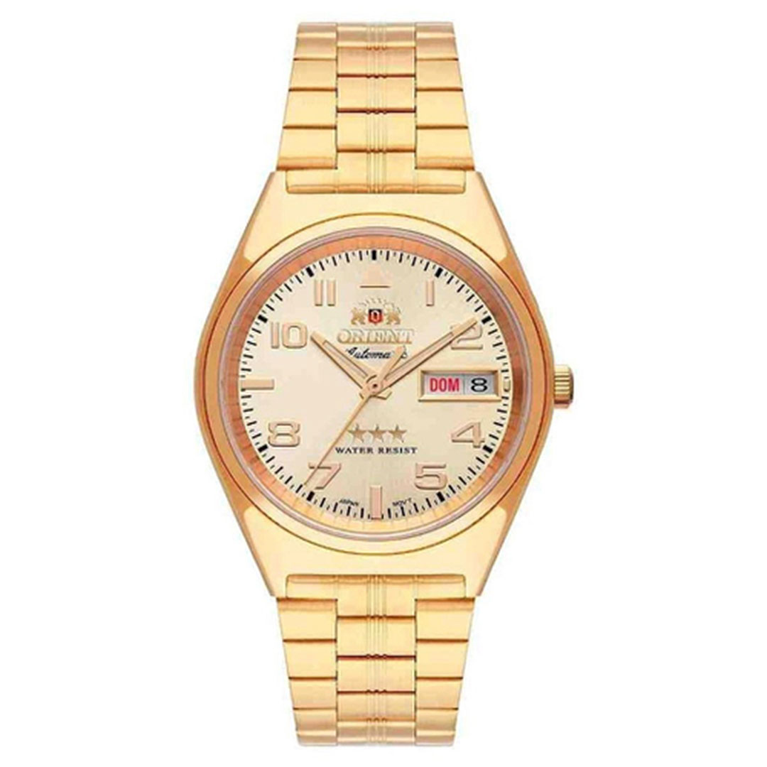 Relógio Orient Automatico Unissex Dourado 469gp083f C2kx Analógico Champagne