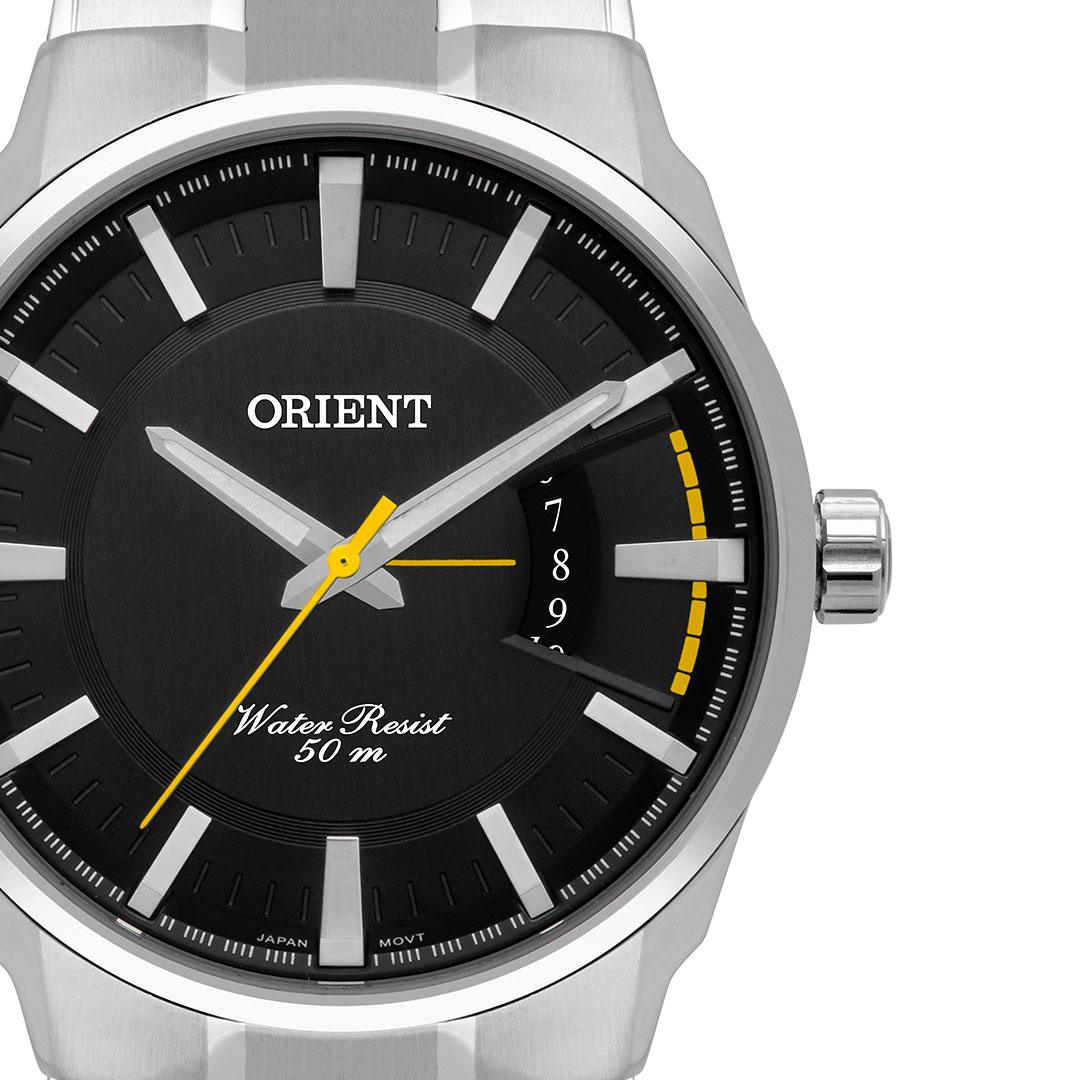 Relógio Orient Masculino Analógico Mbss1355 P1sx Prata Mostrador Preto com Calendário