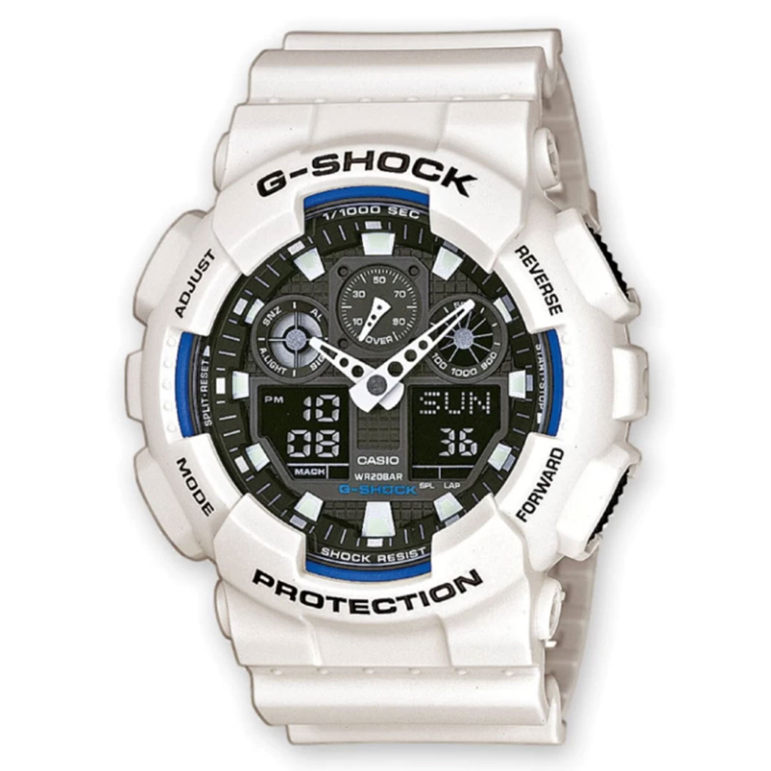Relógio Unissex Casio G-shock Ga-100b-7adr Branco E Azul