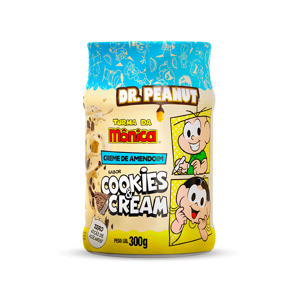 Creme de amendoim Turma da Mônica sabor Cookies & Cream - 300g
