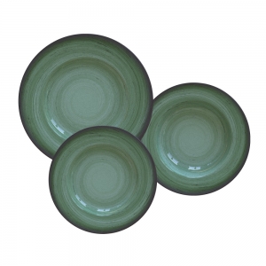 Jogo 12 Pratos Rústico Verde em Porcelana 101269 - Tramontina