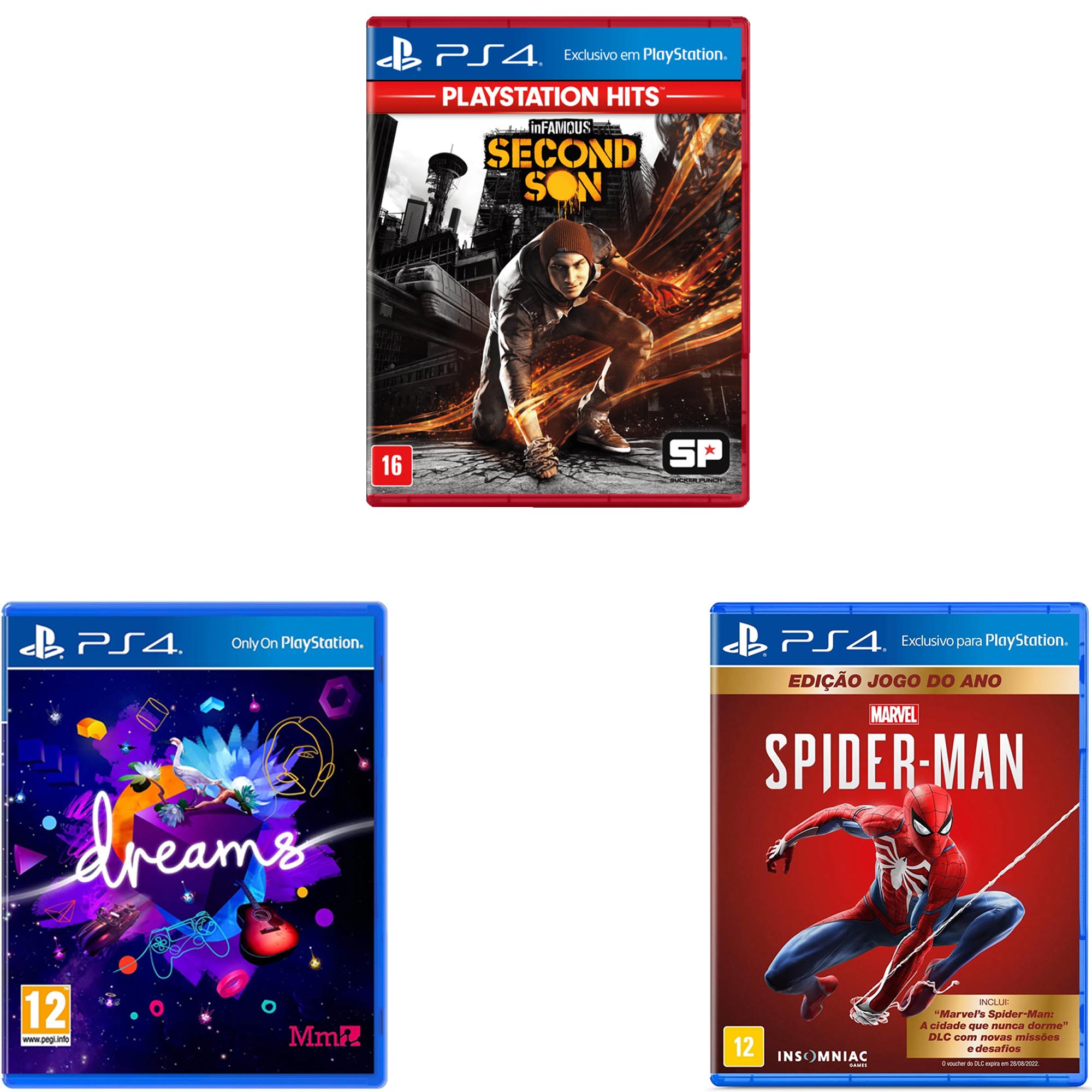 Sony Playstation 4 Slim 1tb Mega Pack 17: Spider-Man/ Infamous Second Son/ Dreams - Usado