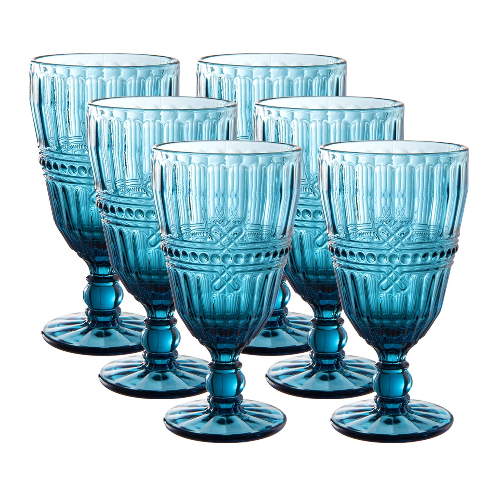 Jogo de taças em vidro Fratello 330ml 6 peças azul - L'Hermitage