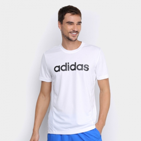 Camiseta Adidas D2M Ca Logo Masculina - Branco e Preto