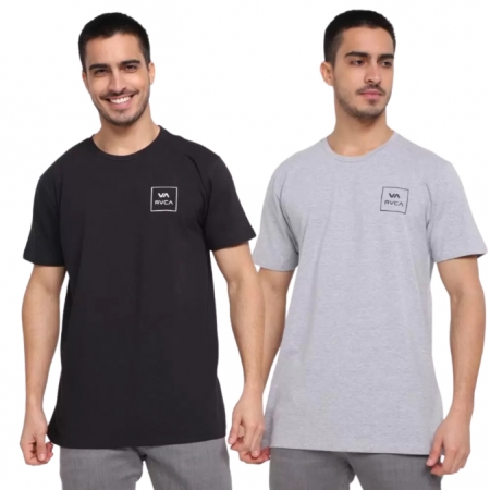 Kit Camisetas Rvca 2 Pk Va Masculino - Preto e cinza