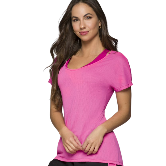 Camiseta Selene Dry Fit Feminino - Pink Fluor