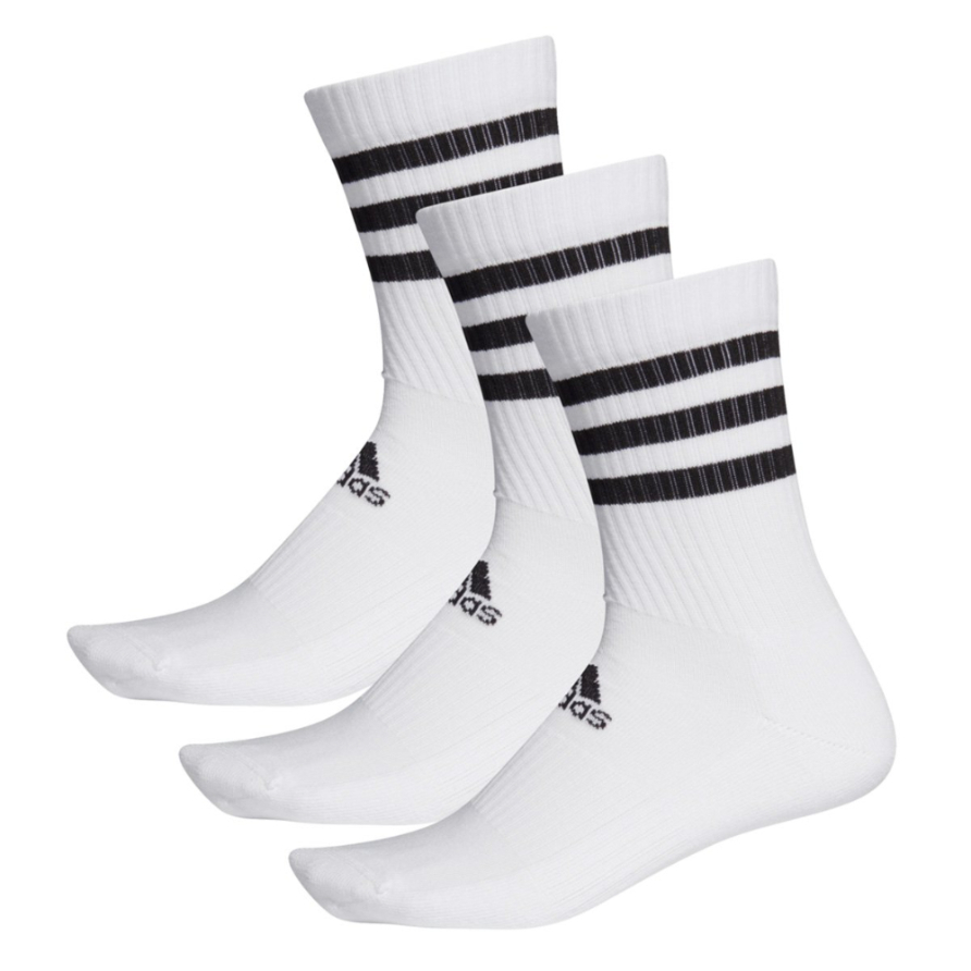 Meia Adidas 3 pares com listras unissex - Branco e Preto