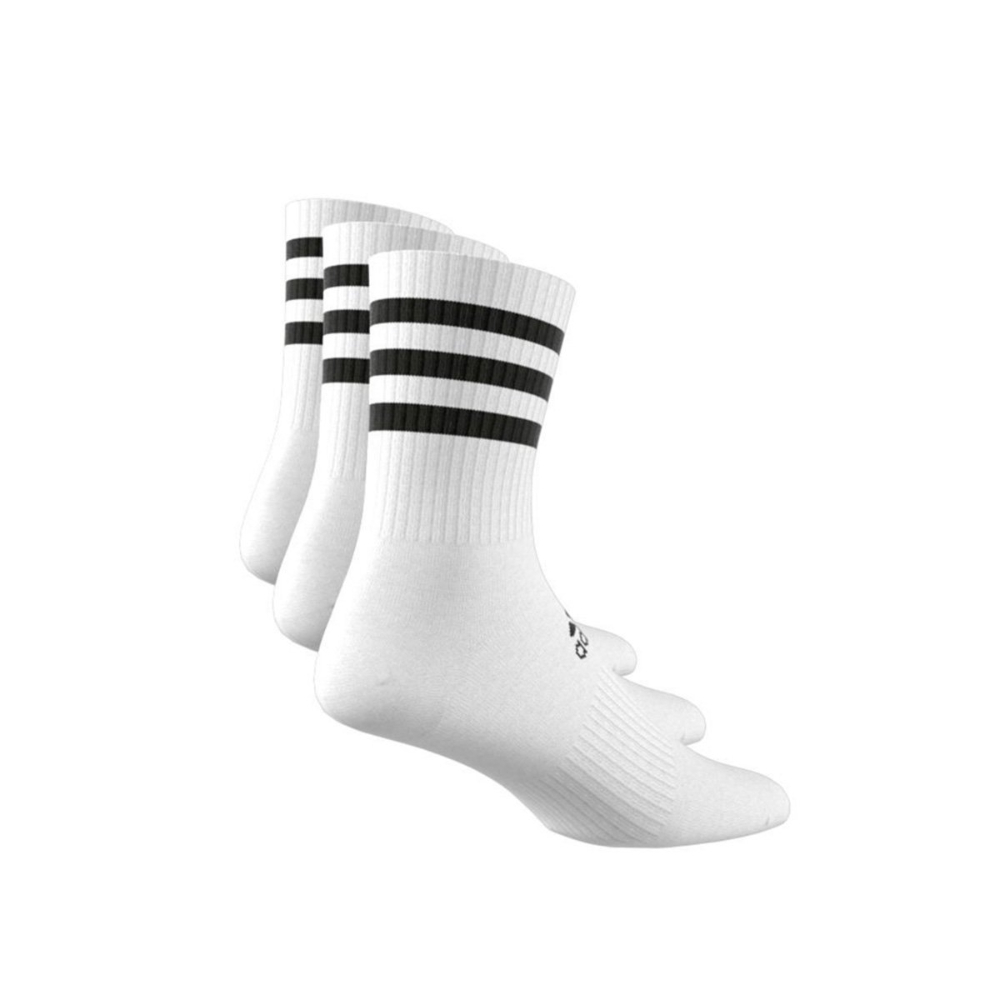 Meia Adidas 3 pares com listras unissex - Branco e Preto
