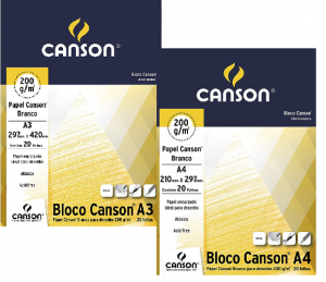 Bl Papel Canson 200g - BRANCO - ( Formatos A-3 e A-4)