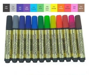 Marcador Permanente Profissional Magic-Color Ponta Chanfrada com 12 Cores Normais- Mod. 641-O