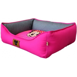 Cama Fábrica Pet Quadrada Poá Pink Minnie para Cães e Gatos Tamanho M