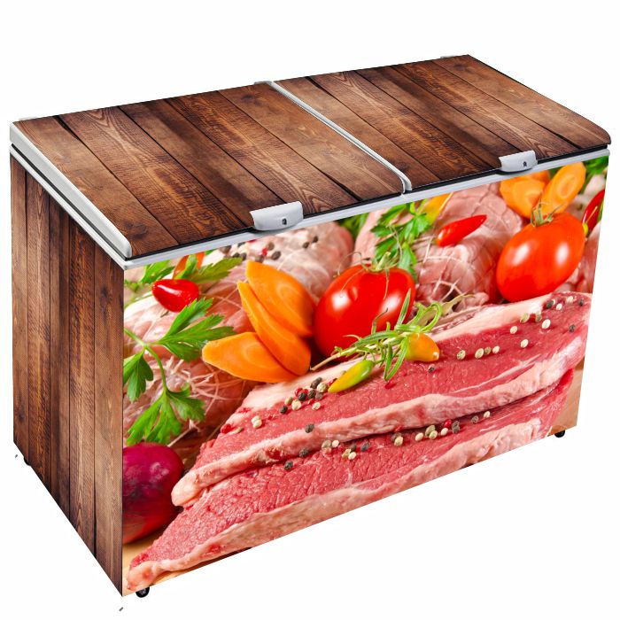 kit adesivos personalizados freezer horizontal carne açougue supermercado Ref503