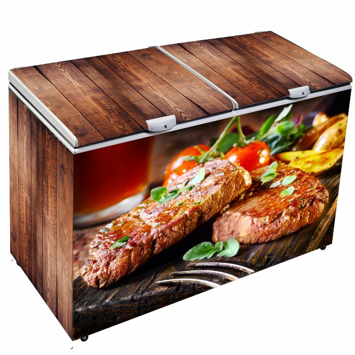 kit adesivos personalizados freezer horizontal carne açougue supermercado Ref505
