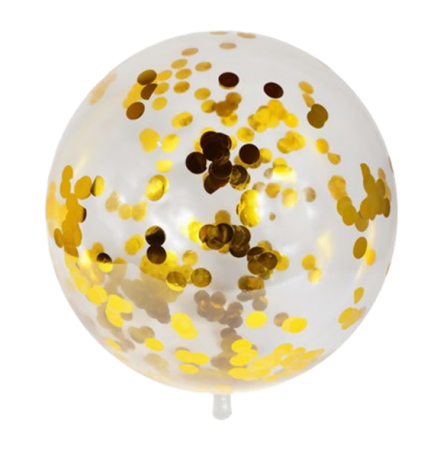 Balão Bubble 30cm Transparente Confete Dourado - 01 unid