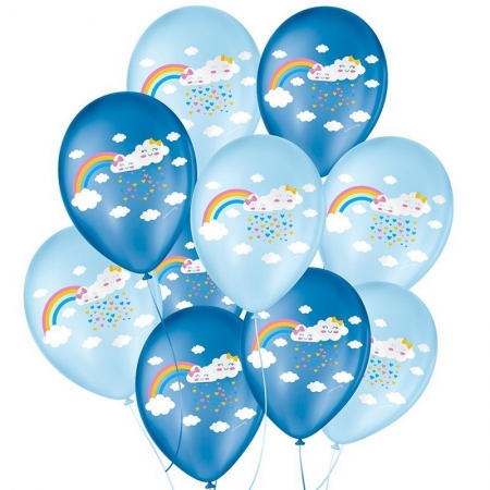  Bexiga Balões Tema Nº 9 Chuva de Amor Azul - 25 Unid 