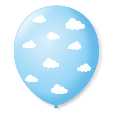  Bexiga Balões Tema Nº 9 Nuvenzinhas Azul Bebê - 25 Unid 