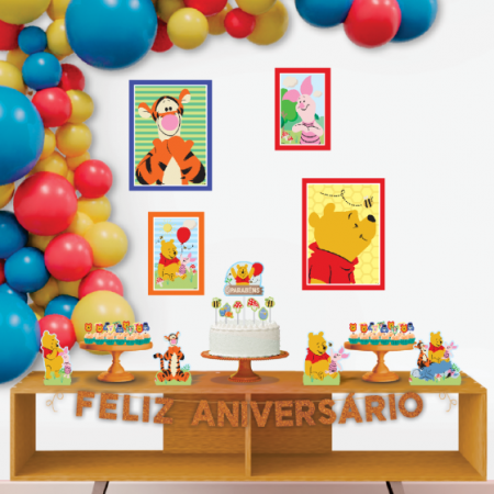 Kit Festa Pronta Decoração Ursinho Pooh - 40 unid