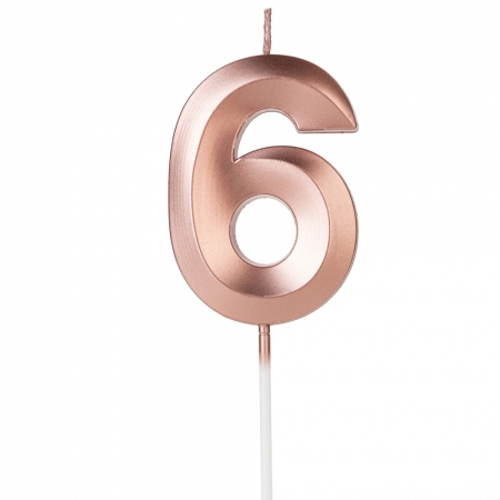 Vela Aniversário Design Rosé Gold Pérola Número 6 - 01 unid