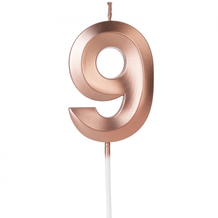 Vela Aniversário Design Rosé Gold Pérola Número 9 - 01 unid