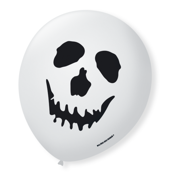  Bexiga Balões Tema Nº 9 Caveira Branca Halloween - 25 Unid 
