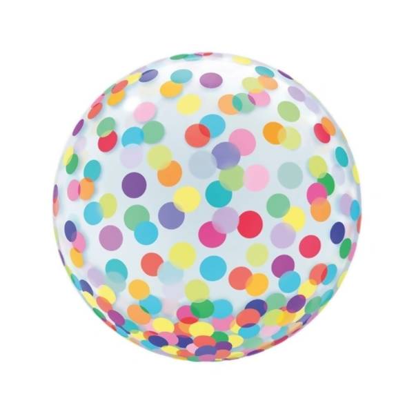  Balão Bubble 45cm Transparente Confete Colorido - 01 unid 