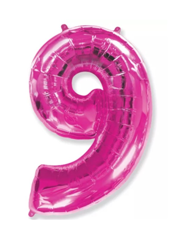 Bexiga Balão Metalizado 16 Polegadas 40cm Rosa Número 9