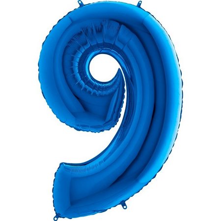 Bexiga Balão Metalizado 16 Polegadas 40cm Azul Número 9