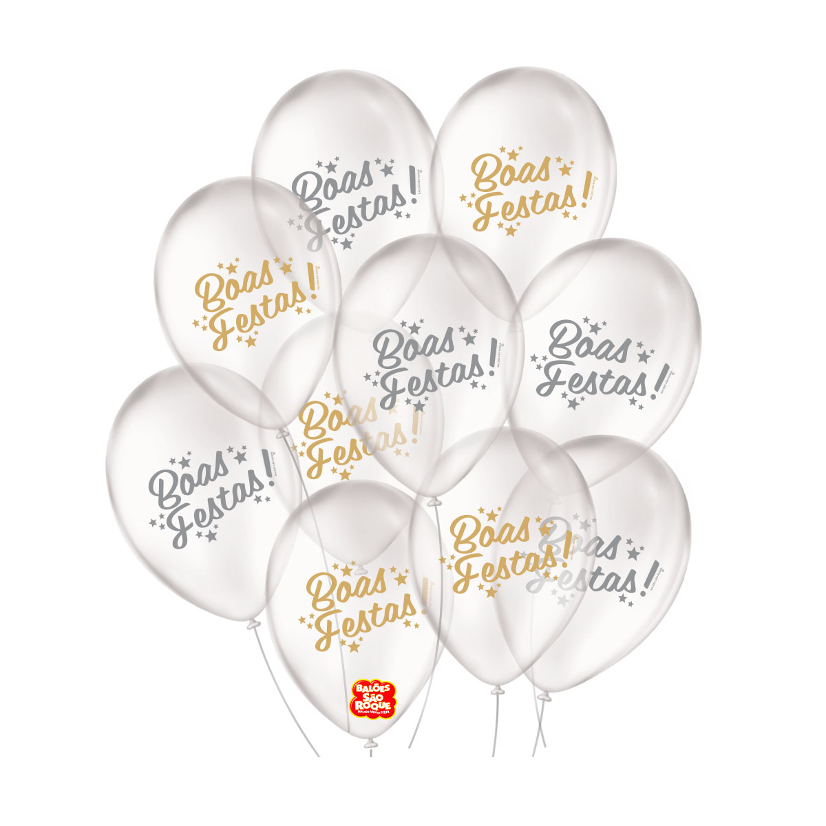 Bexiga Balões Tema Nº 9 Boas Festas Transparente - 25 Unid