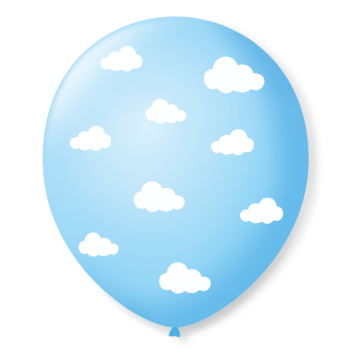  Bexiga Balões Tema Nº 9 Nuvenzinhas Azul Bebê - 25 Unid 