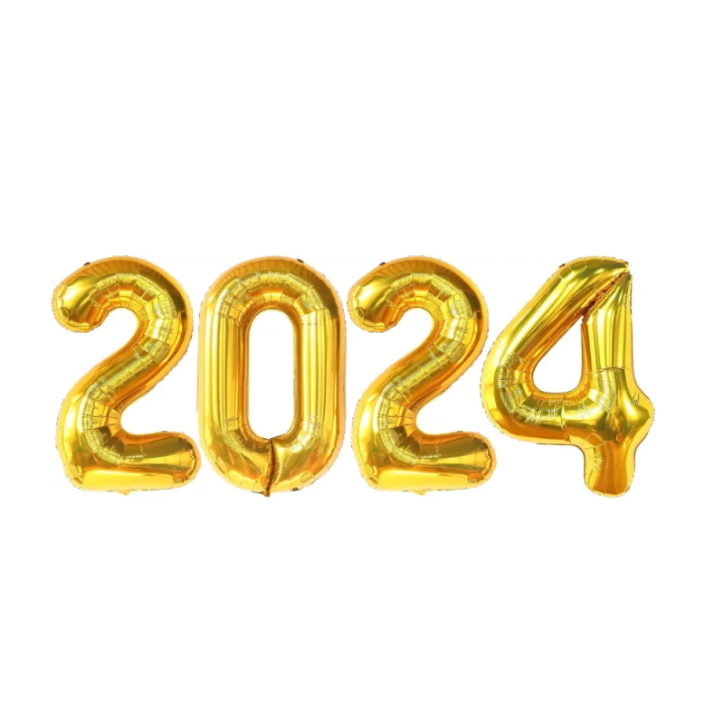 Kit Balão Metalizado 2024 40cm Dourado Ano Novo - 01 unid