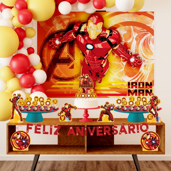 Kit Festa Pronta Decoração Homem de Ferro Avengers - 39 un
