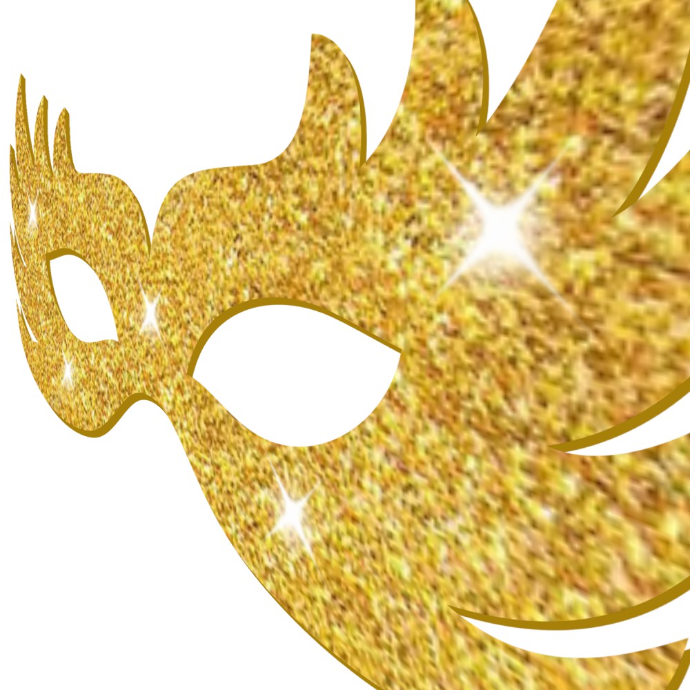 Máscara Carnaval Dourada EVA c/ Glitter e Elástico - 01 unid