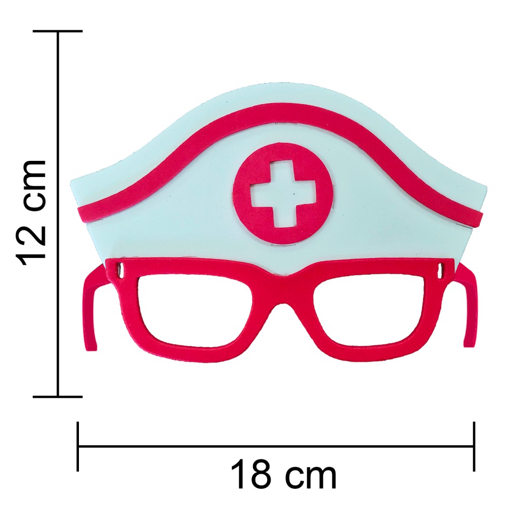 Máscara Enfermeira Com Óculos Em Eva Carnaval - 01 unid