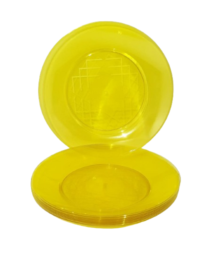 Prato Acrílico Resistente 15cm Amarelo Translúcido - 10 unid